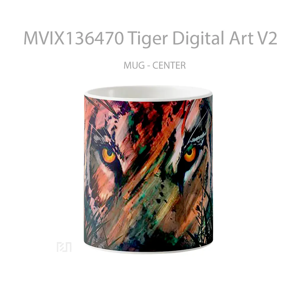 Mug Tiger Digital Art V2 Gelas Hewan Lucu