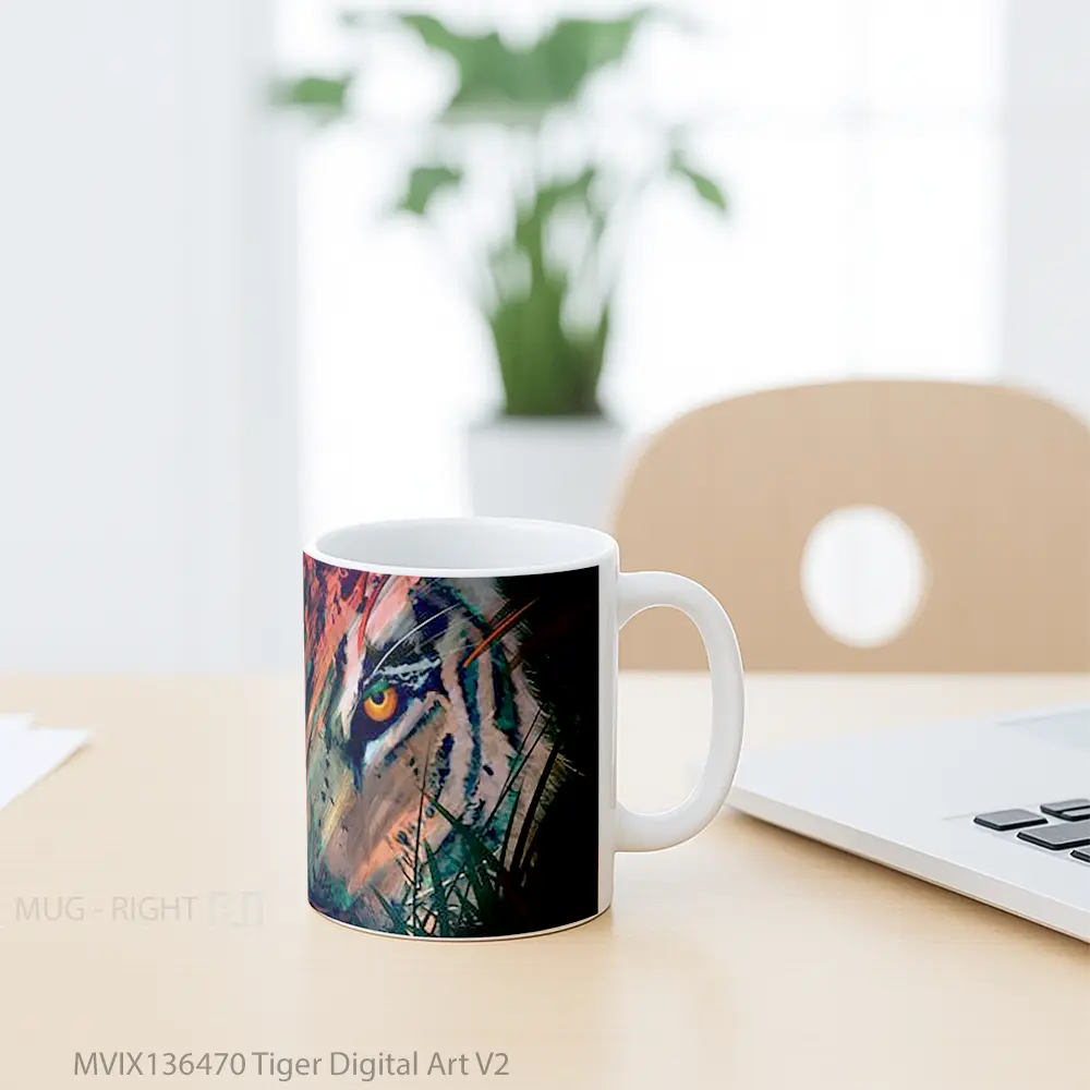 Mug Tiger Digital Art V2 Gelas Hewan Lucu - All-side / Desain