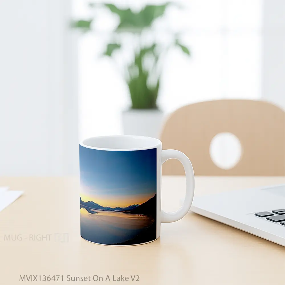 Mug Sunset On A Lake V2 Gelas Pemandangan Alam - All-side / Desain