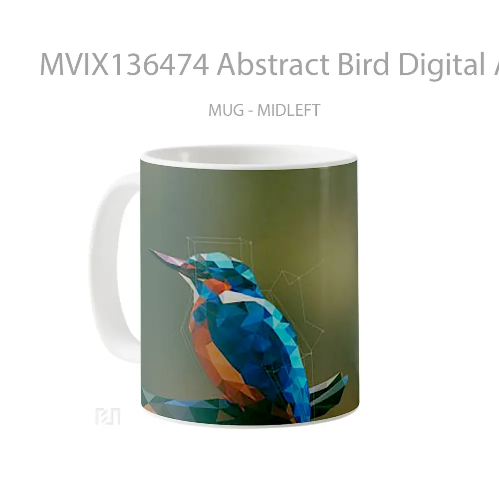 Mug Abstract Bird Digital Art Gelas Hewan Lucu - All-side / Desain