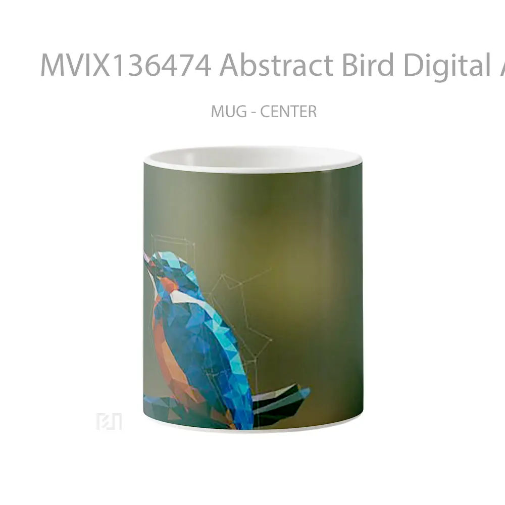 Mug Abstract Bird Digital Art Gelas Hewan Lucu