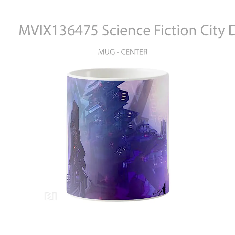 Mug Science Fiction City Digital Art Gelas Seni Modern