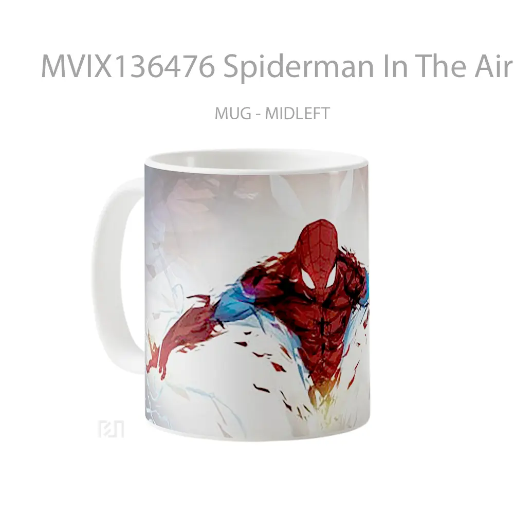 Mug Spiderman In The Air Fanart Gelas Superhero - All-side / Desain