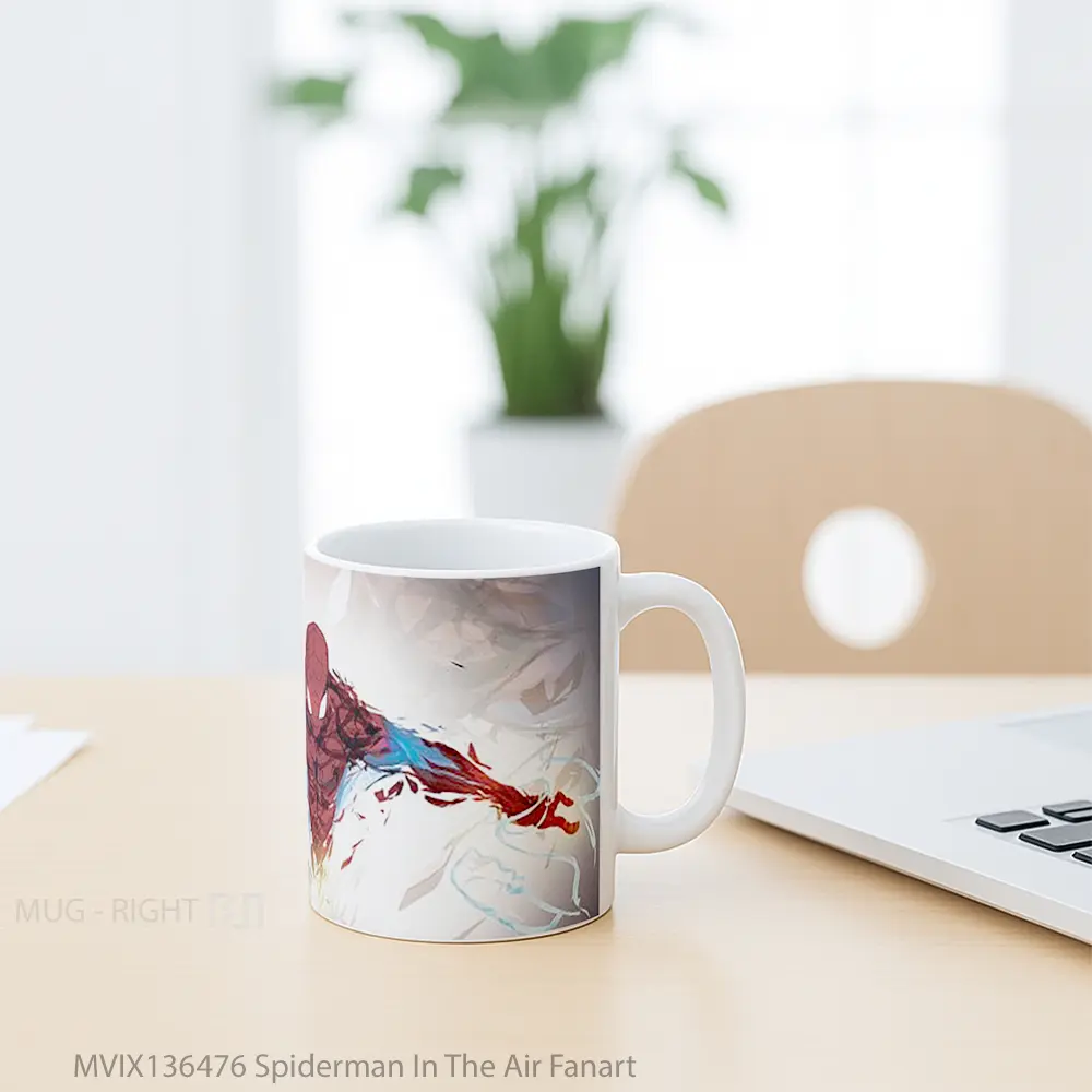 Mug Spiderman In The Air Fanart Gelas Superhero - All-side / Desain