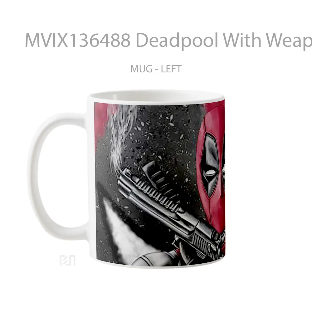 Mug Deadpool With Weapons Gelas Superhero - All-side / Desain