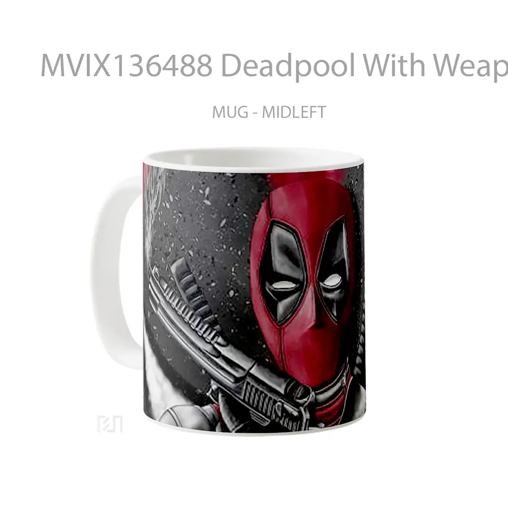 Mug Deadpool With Weapons Gelas Superhero - All-side / Desain