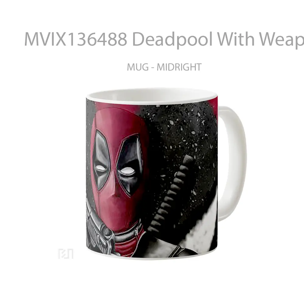 Mug Deadpool With Weapons Gelas Superhero - All-side / Desain