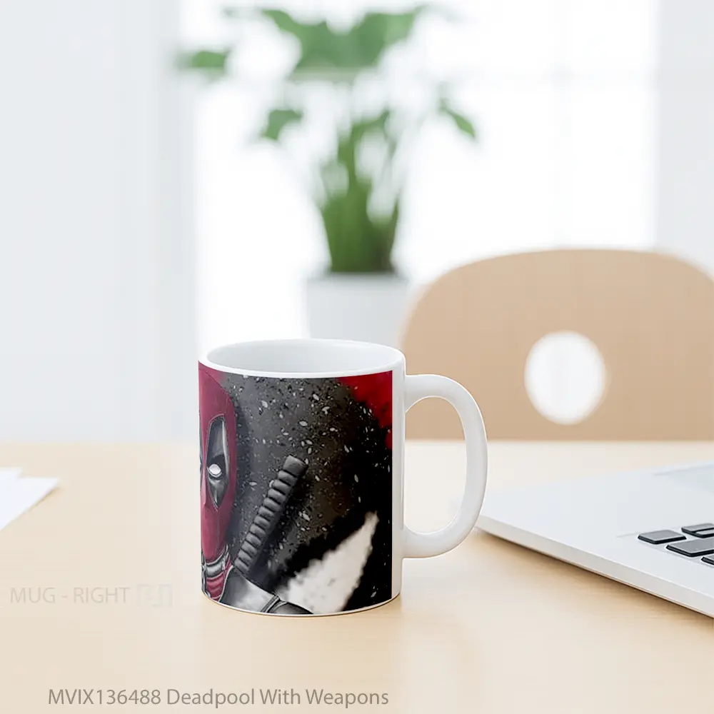 Mug Deadpool With Weapons Gelas Superhero - All-side / Desain