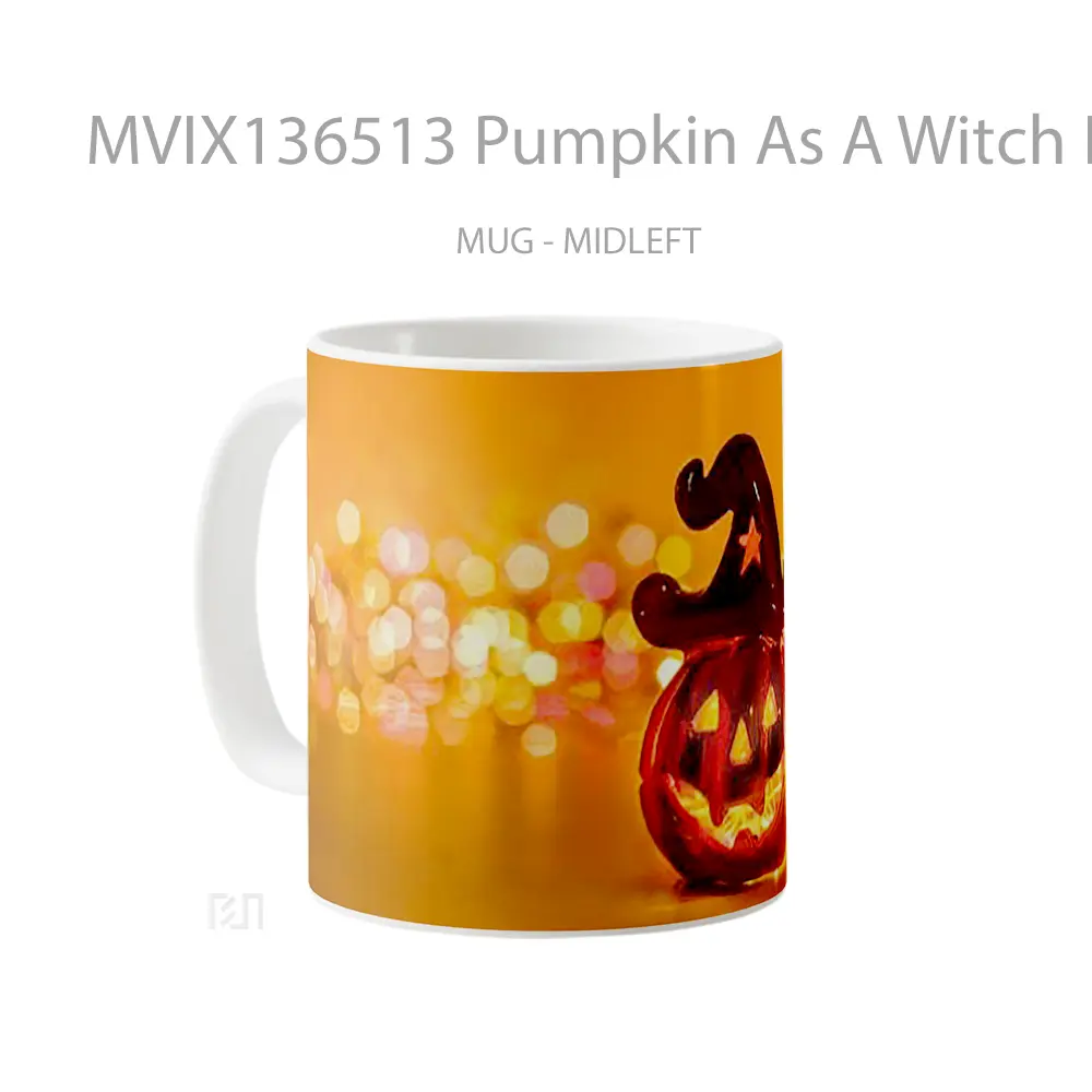 Mug Pumpkin As A Witch For Halloween Gelas Fantasi - All-side / Desain