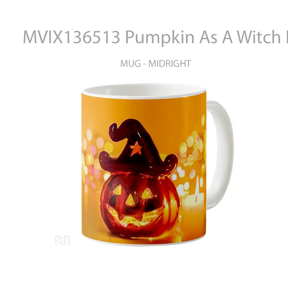 Mug Pumpkin As A Witch For Halloween Gelas Fantasi - All-side / Desain