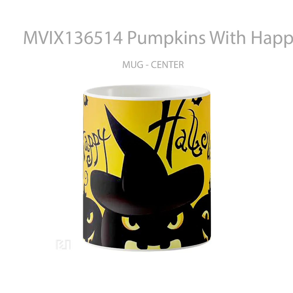 Mug Pumpkins With Happy Halloween Gelas Keramik Unik