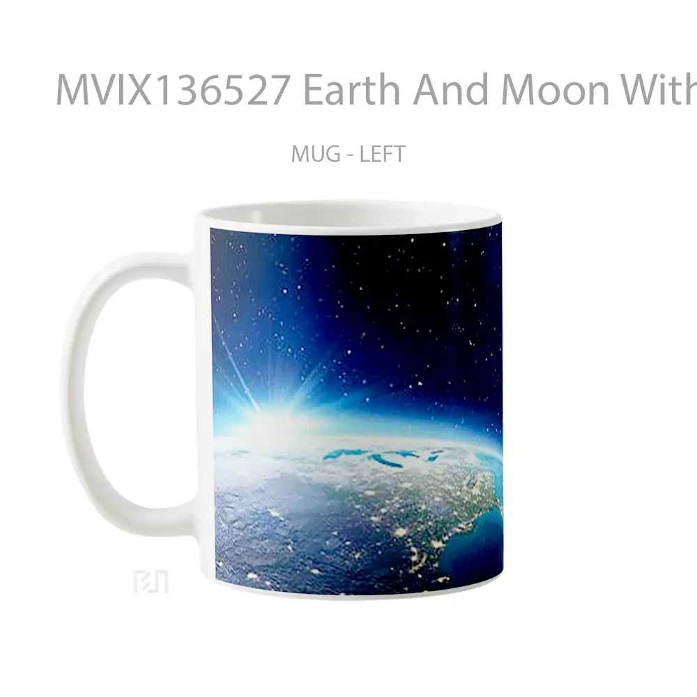 Mug Earth And Moon With Sunlight Gelas Astronomi - All-side / Desain