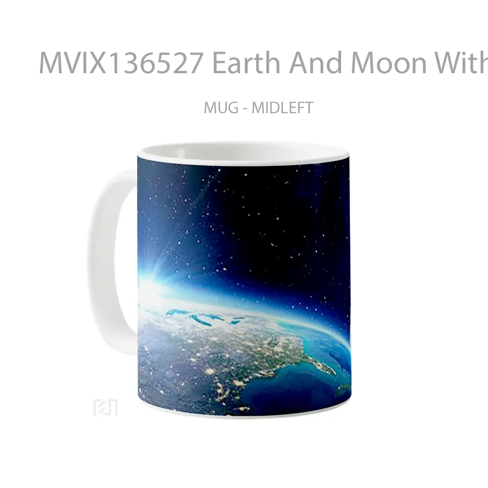 Mug Earth And Moon With Sunlight Gelas Astronomi - All-side / Desain