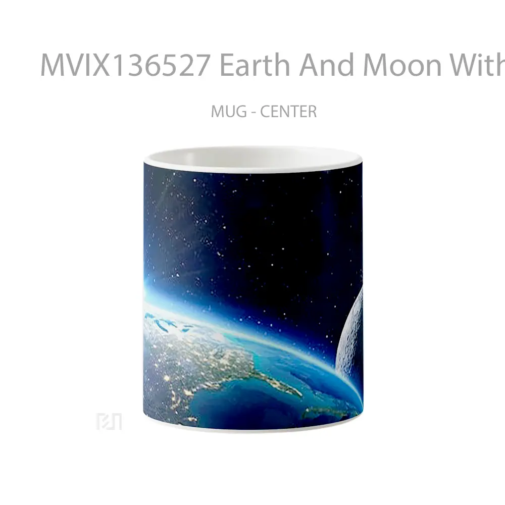 Mug Earth And Moon With Sunlight Gelas Astronomi