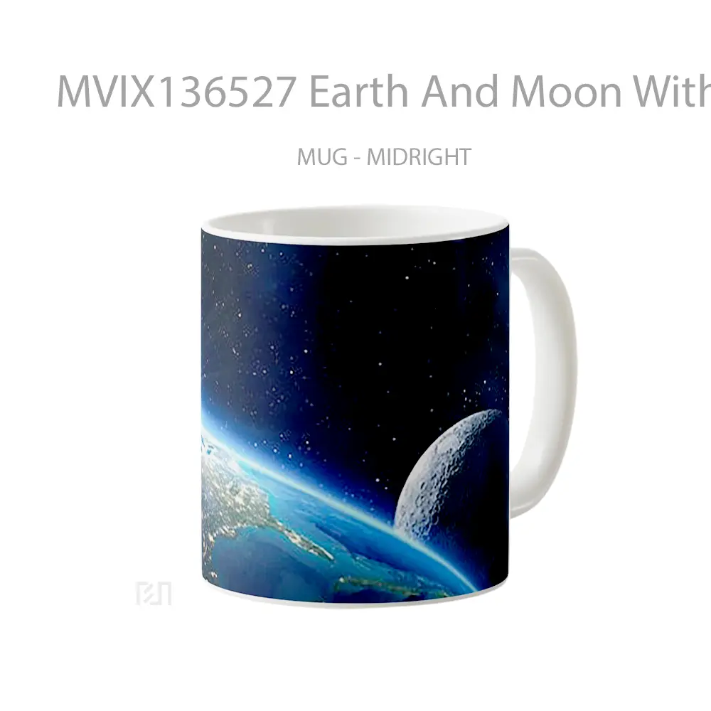 Mug Earth And Moon With Sunlight Gelas Astronomi - All-side / Desain