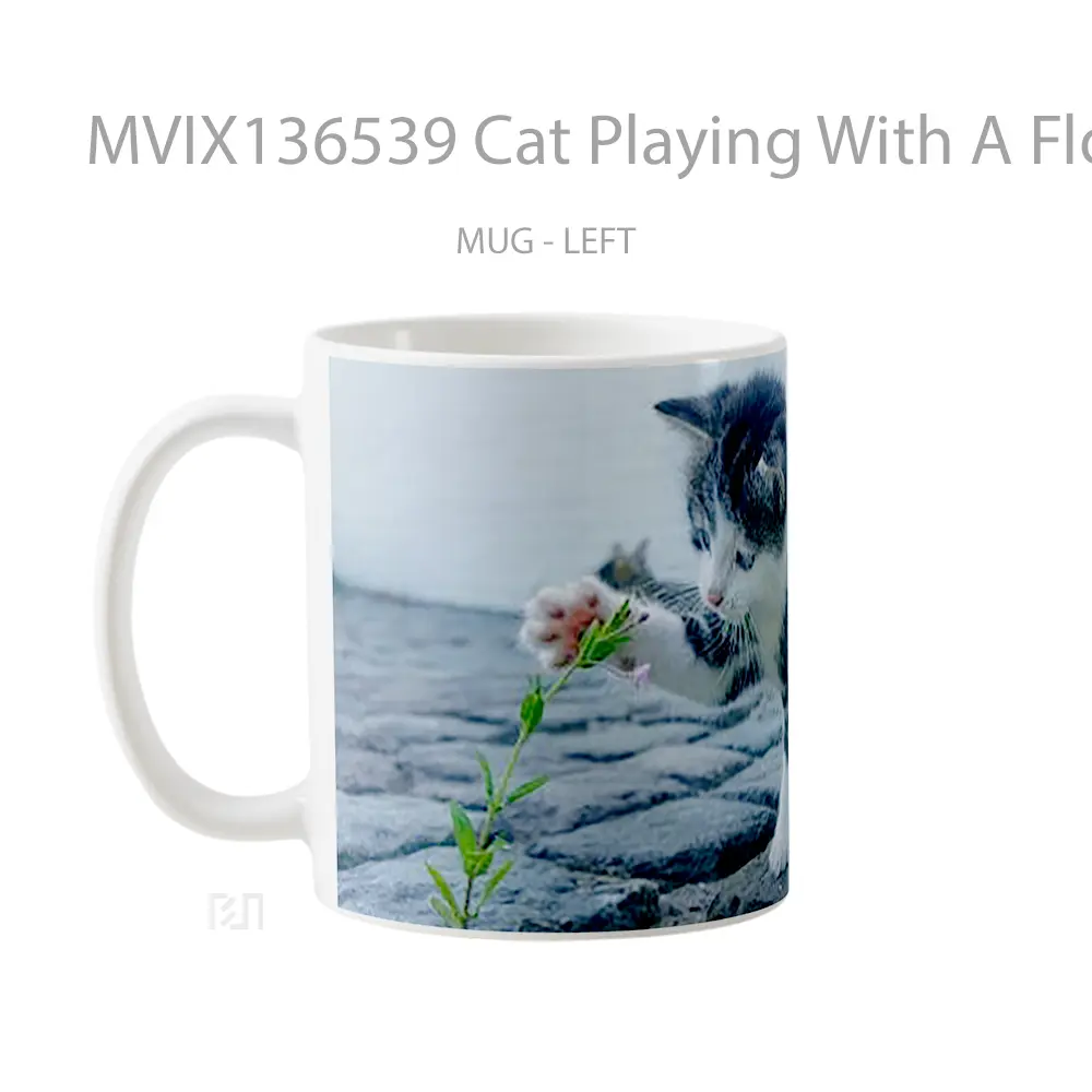 Mug Cat Playing With A Flower Gelas Hewan Lucu - All-side / Desain