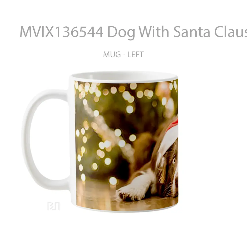 Mug Dog With Santa Claus Hat Gelas Hewan Lucu - All-side / Desain