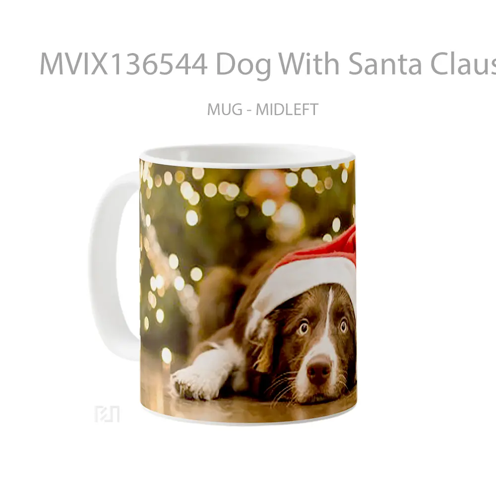 Mug Dog With Santa Claus Hat Gelas Hewan Lucu - All-side / Desain