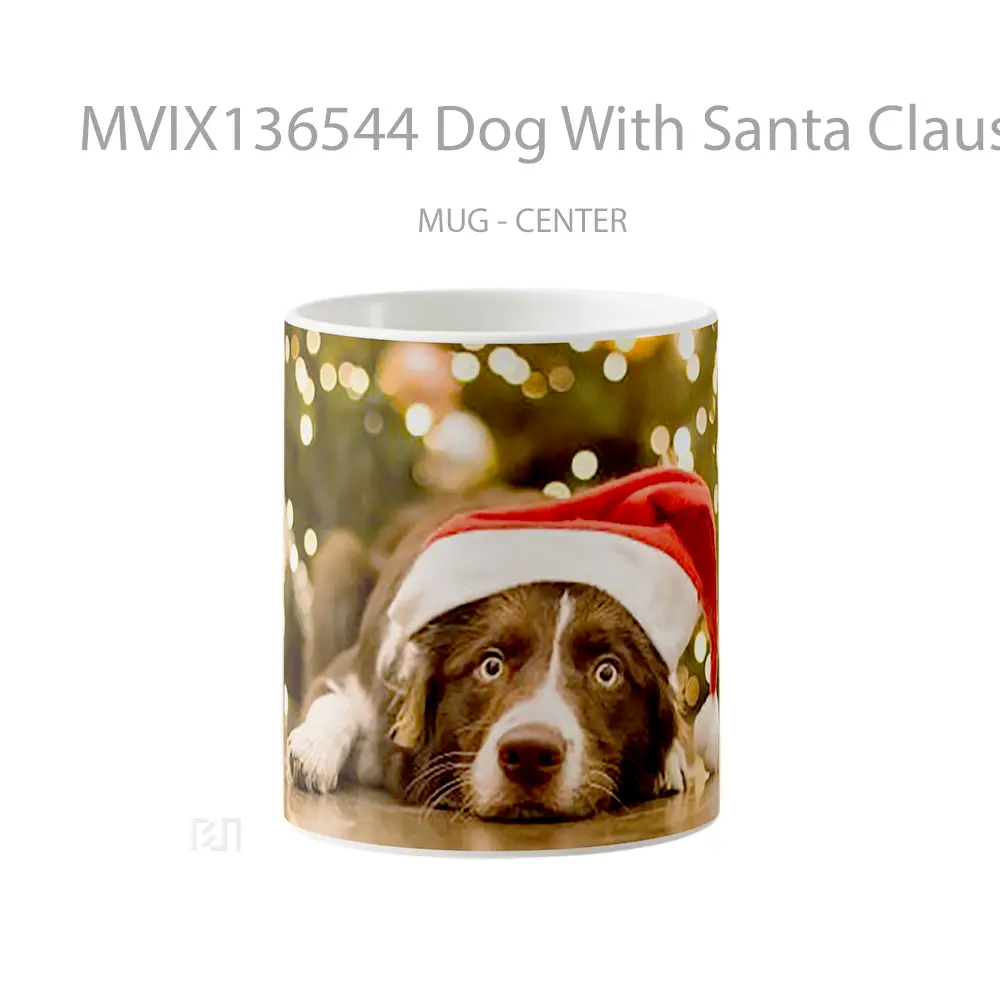 Mug Dog With Santa Claus Hat Gelas Hewan Lucu