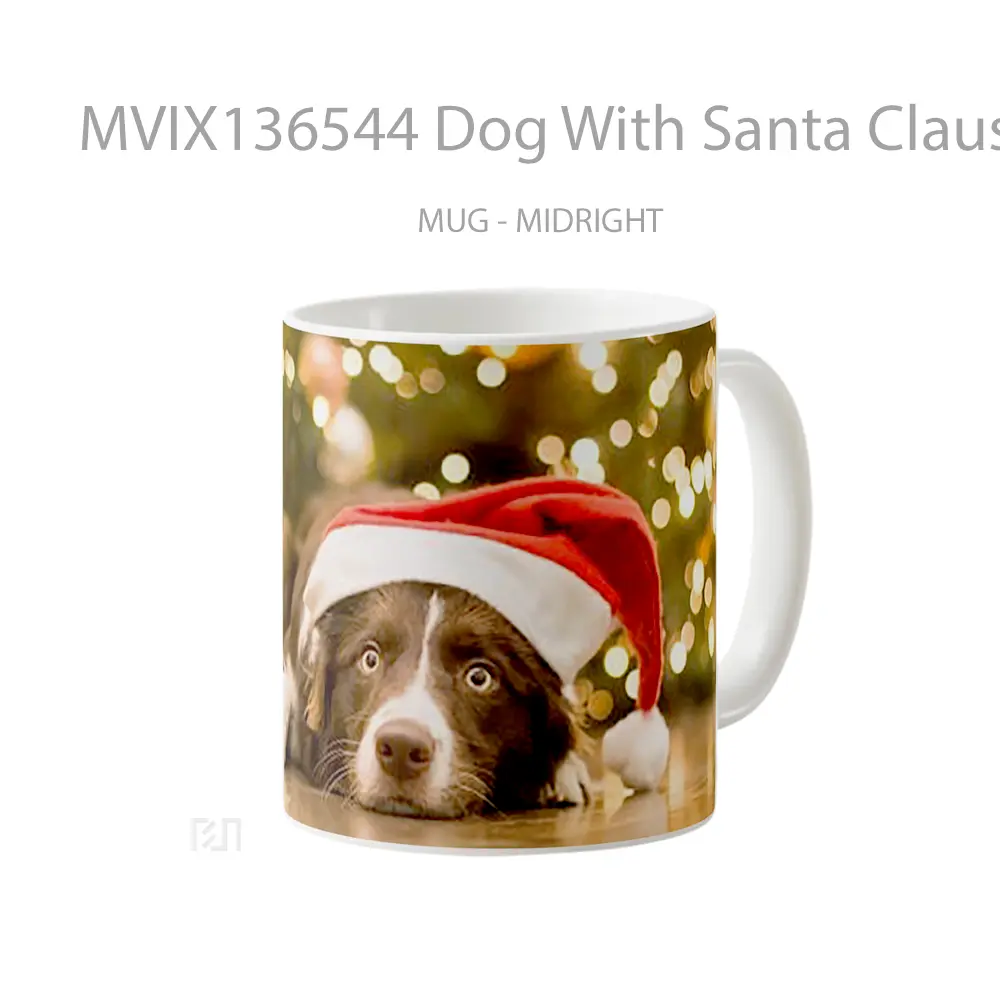 Mug Dog With Santa Claus Hat Gelas Hewan Lucu - All-side / Desain