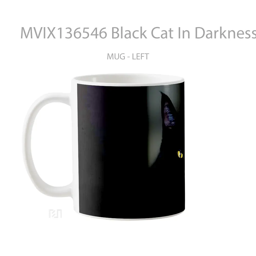 Mug Black Cat In Darkness Gelas Hewan Lucu - All-side / Desain