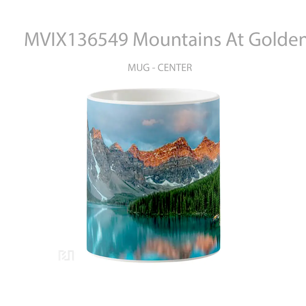 Mug Mountains At Golden Hour In The Forest Gelas Pemandangan Alam