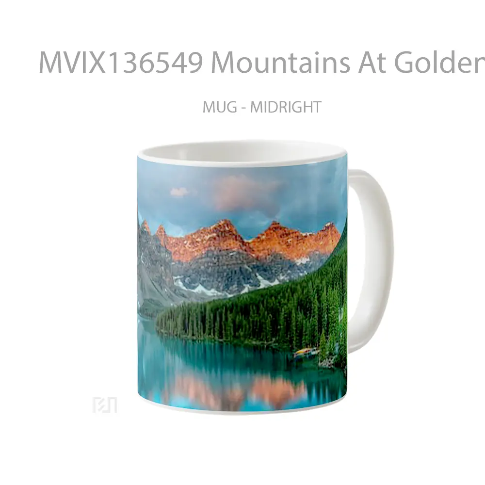 Mug Mountains At Golden Hour In The Forest Gelas Pemandangan Alam - All-side / Desain