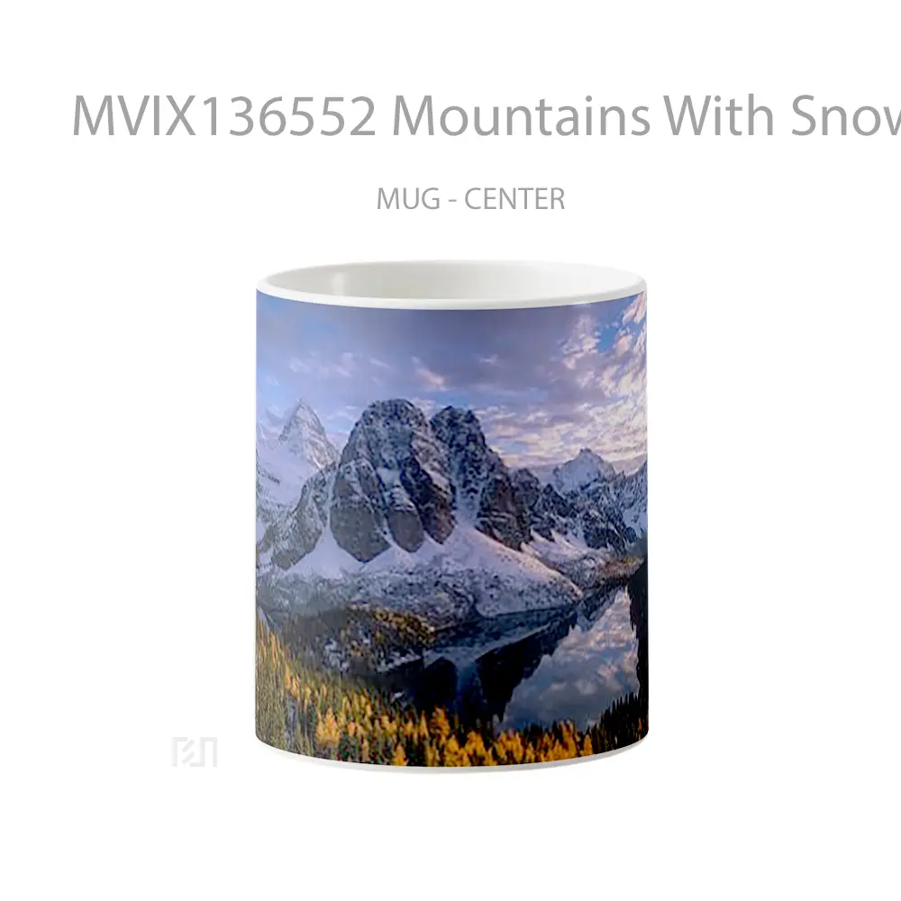 Mug Mountains With Snow In The Forest Gelas Pemandangan Alam