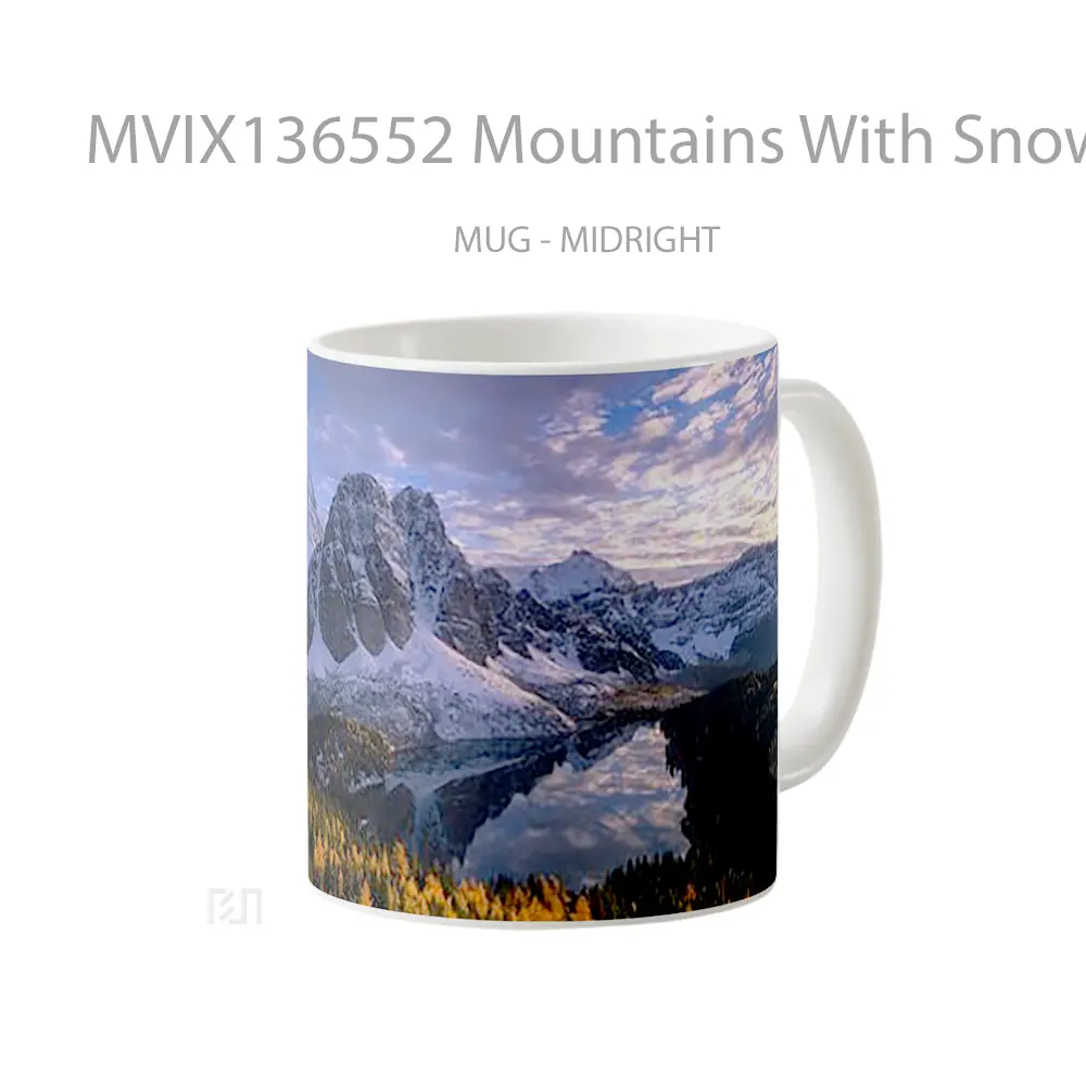 Mug Mountains With Snow In The Forest Gelas Pemandangan Alam - All-side / Desain