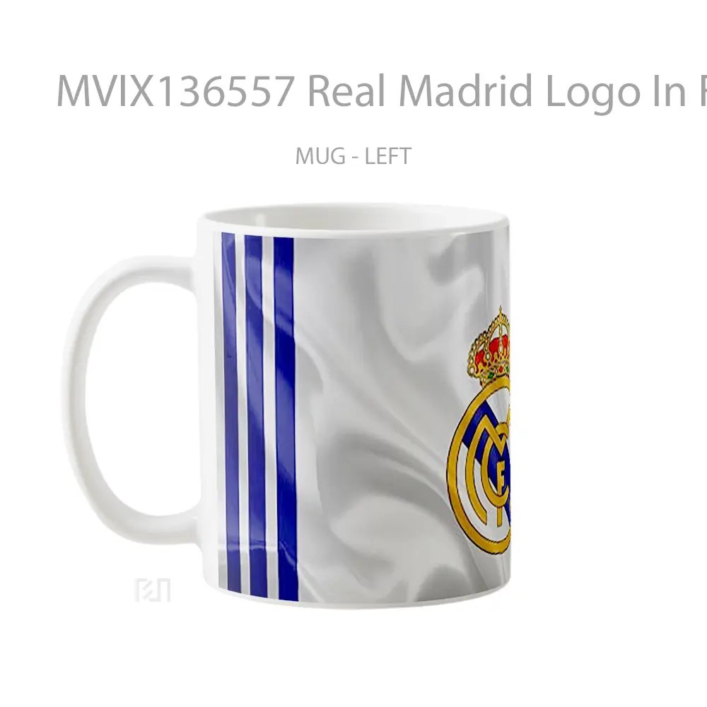 Mug Real Madrid Logo In Flag Gelas Keramik Unik - All-side / Desain
