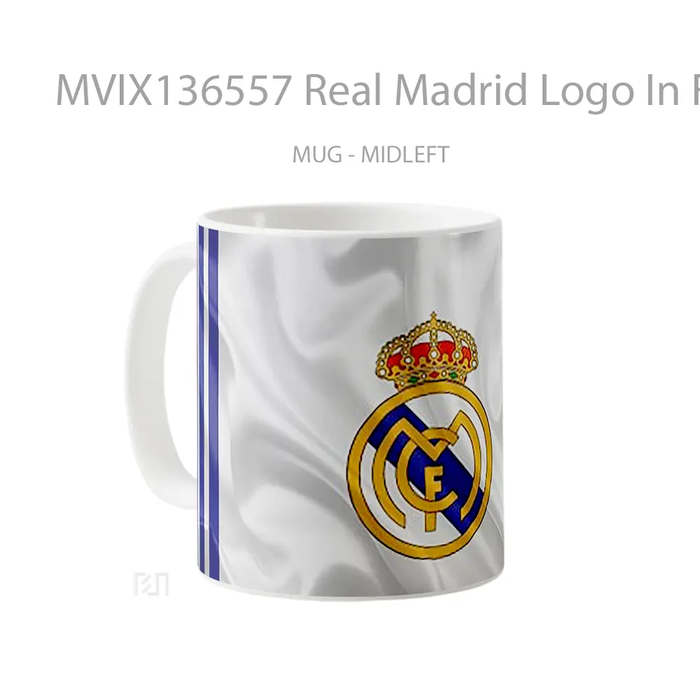 Mug Real Madrid Logo In Flag Gelas Keramik Unik - All-side / Desain
