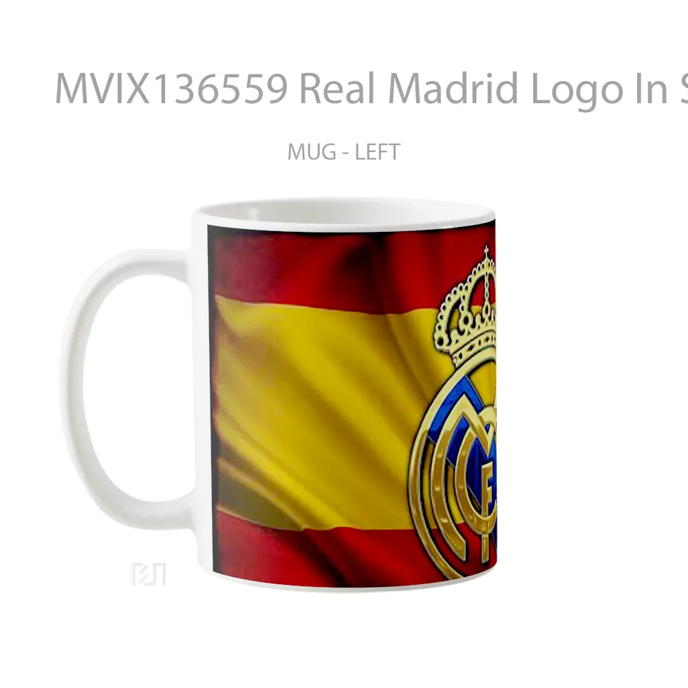 Mug Real Madrid Logo In Spain Flag Gelas Keramik Unik - All-side / Desain