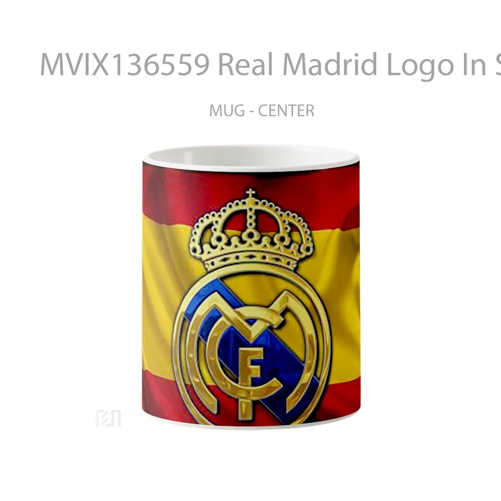 Mug Real Madrid Logo In Spain Flag Gelas Keramik Unik