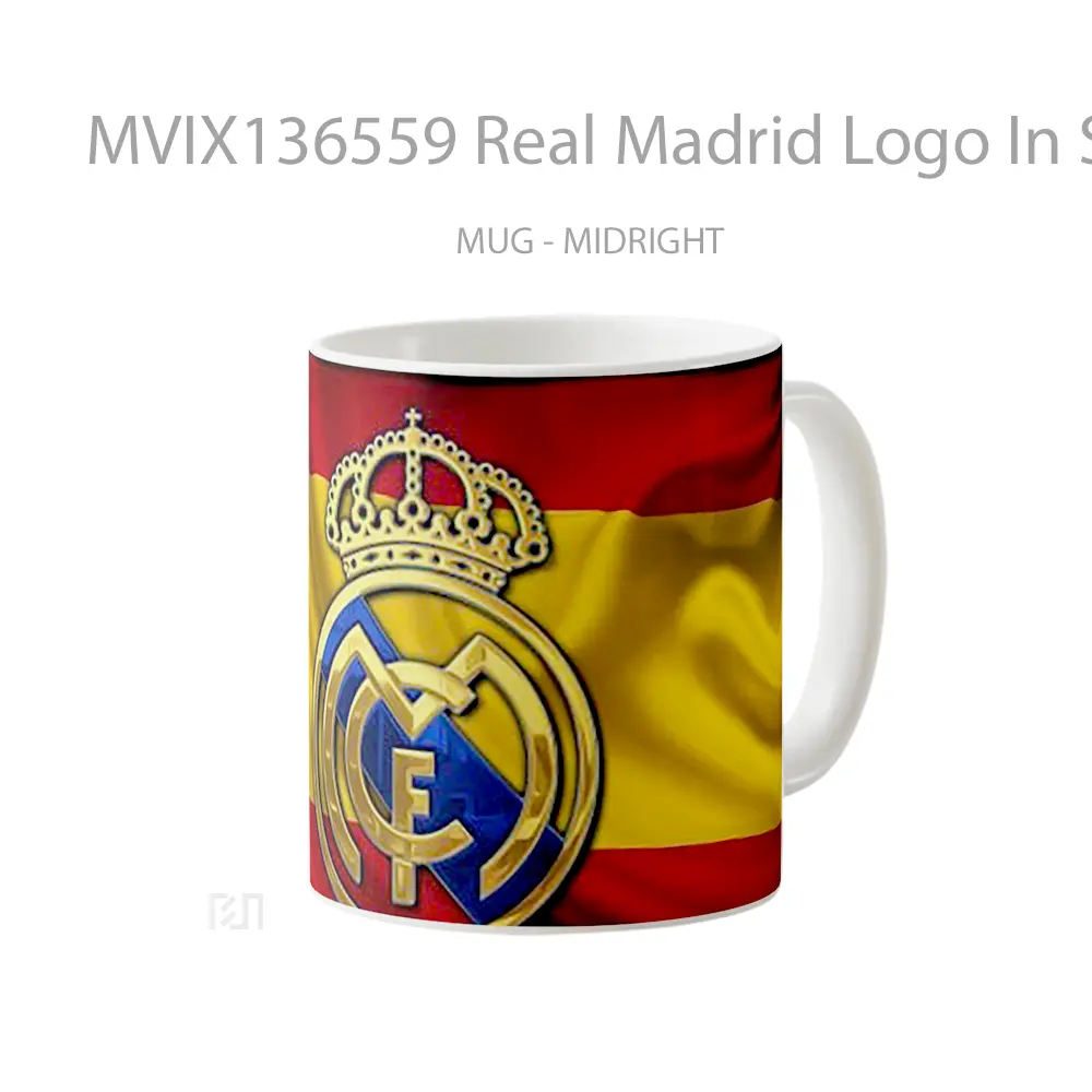 Mug Real Madrid Logo In Spain Flag Gelas Keramik Unik - All-side / Desain