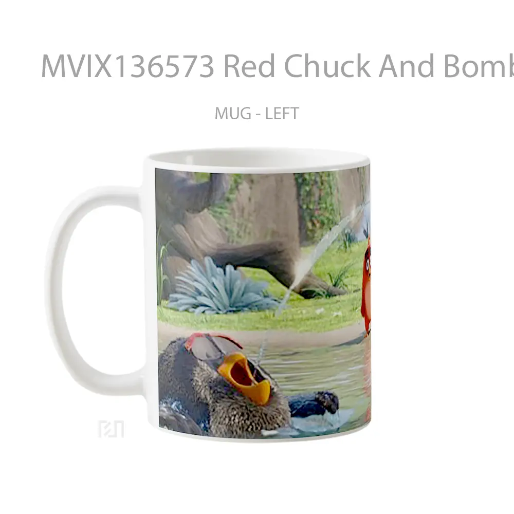 Mug Red Chuck And Bomb From Angry Birds In The Water Gelas Hewan Lucu - All-side / Desain