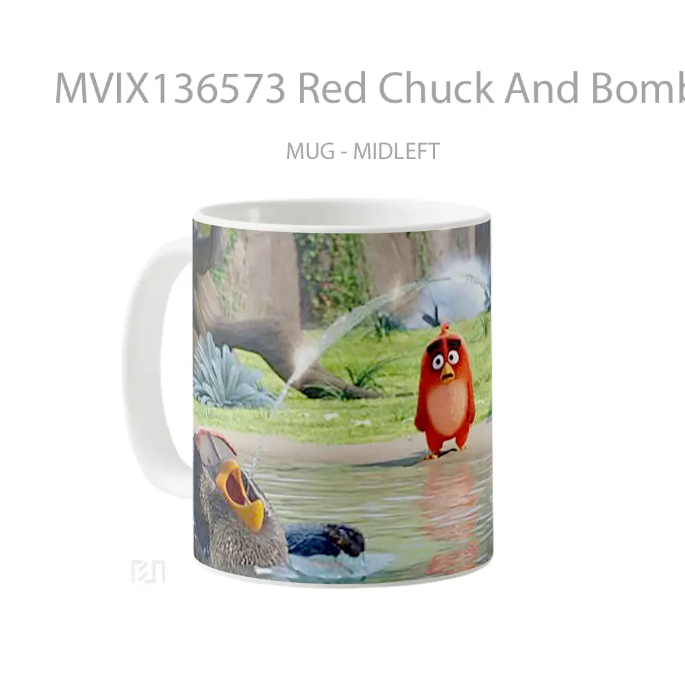 Mug Red Chuck And Bomb From Angry Birds In The Water Gelas Hewan Lucu - All-side / Desain