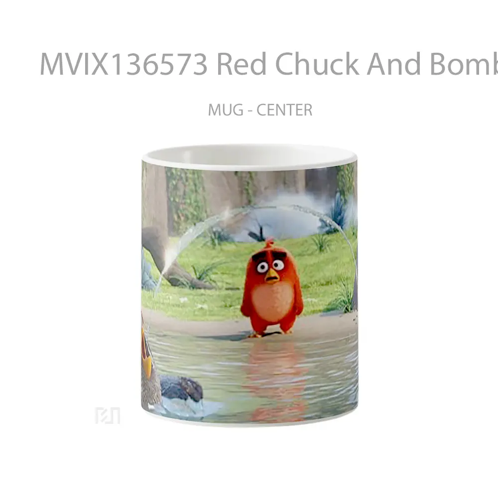 Mug Red Chuck And Bomb From Angry Birds In The Water Gelas Hewan Lucu