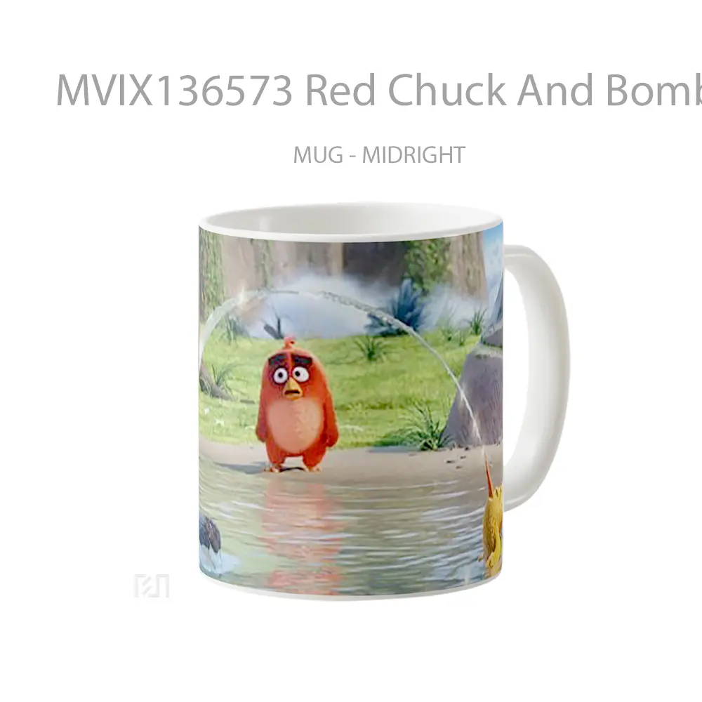 Mug Red Chuck And Bomb From Angry Birds In The Water Gelas Hewan Lucu - All-side / Desain