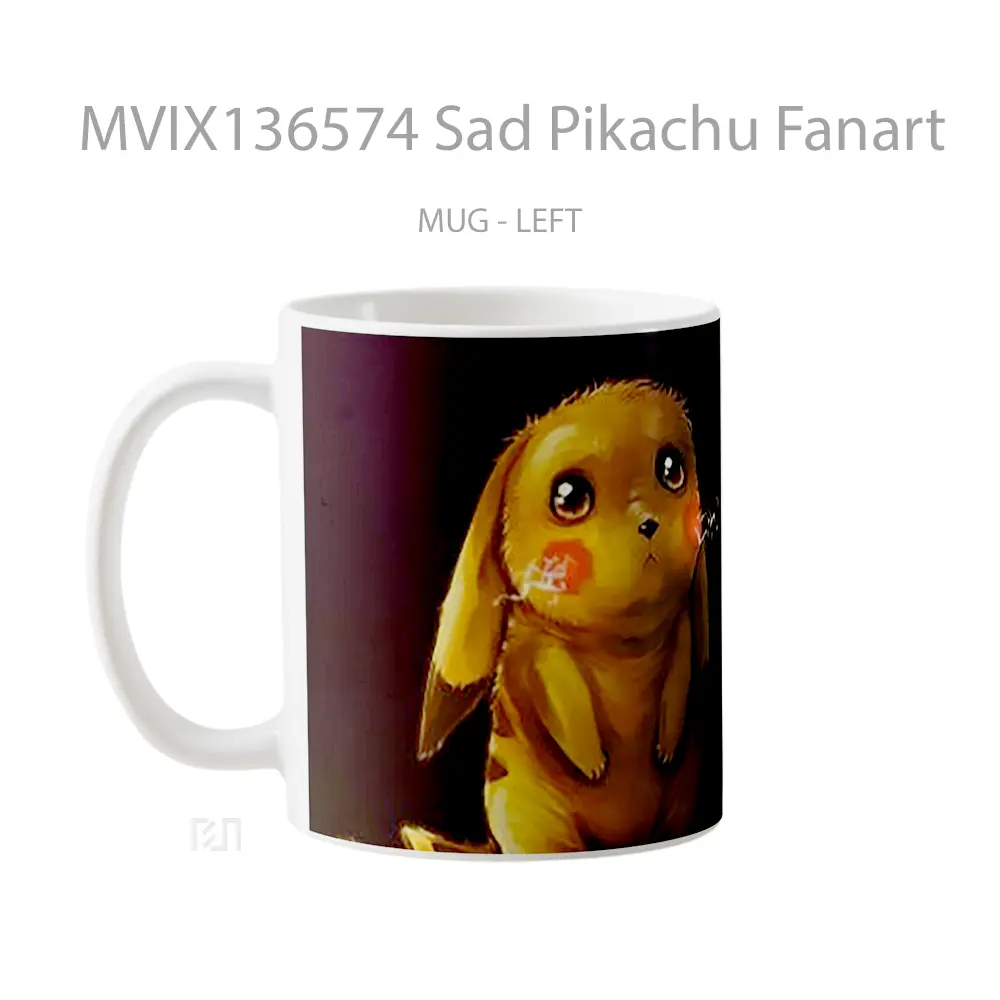 Mug Sad Pikachu Fanart Gelas Keramik Unik - All-side / Desain
