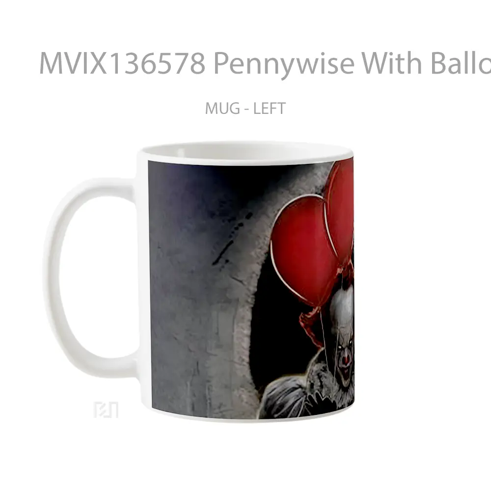 Mug Pennywise With Ballons Fanart Gelas Keramik Unik - All-side / Desain
