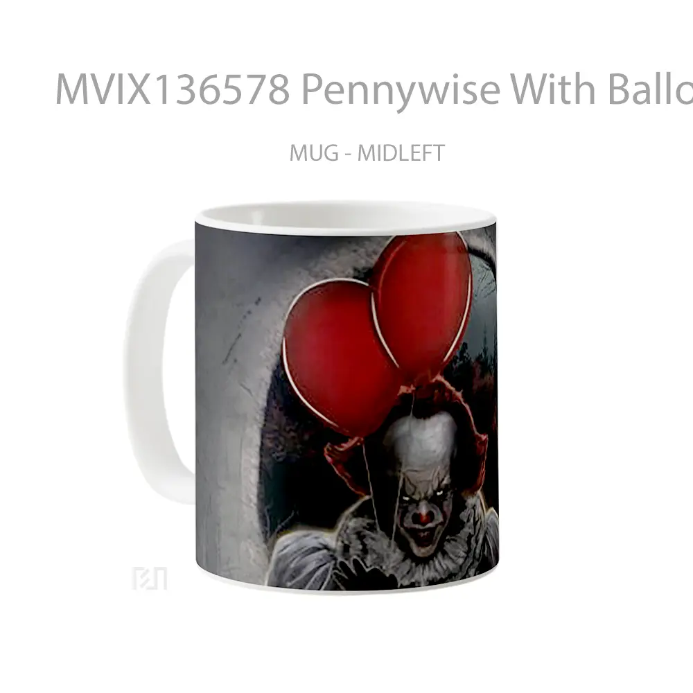 Mug Pennywise With Ballons Fanart Gelas Keramik Unik - All-side / Desain