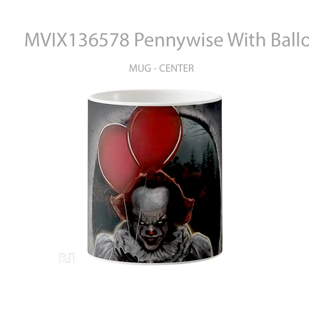 Mug Pennywise With Ballons Fanart Gelas Keramik Unik