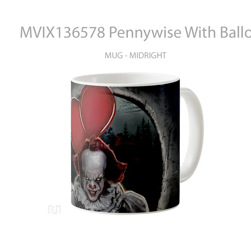 Mug Pennywise With Ballons Fanart Gelas Keramik Unik - All-side / Desain
