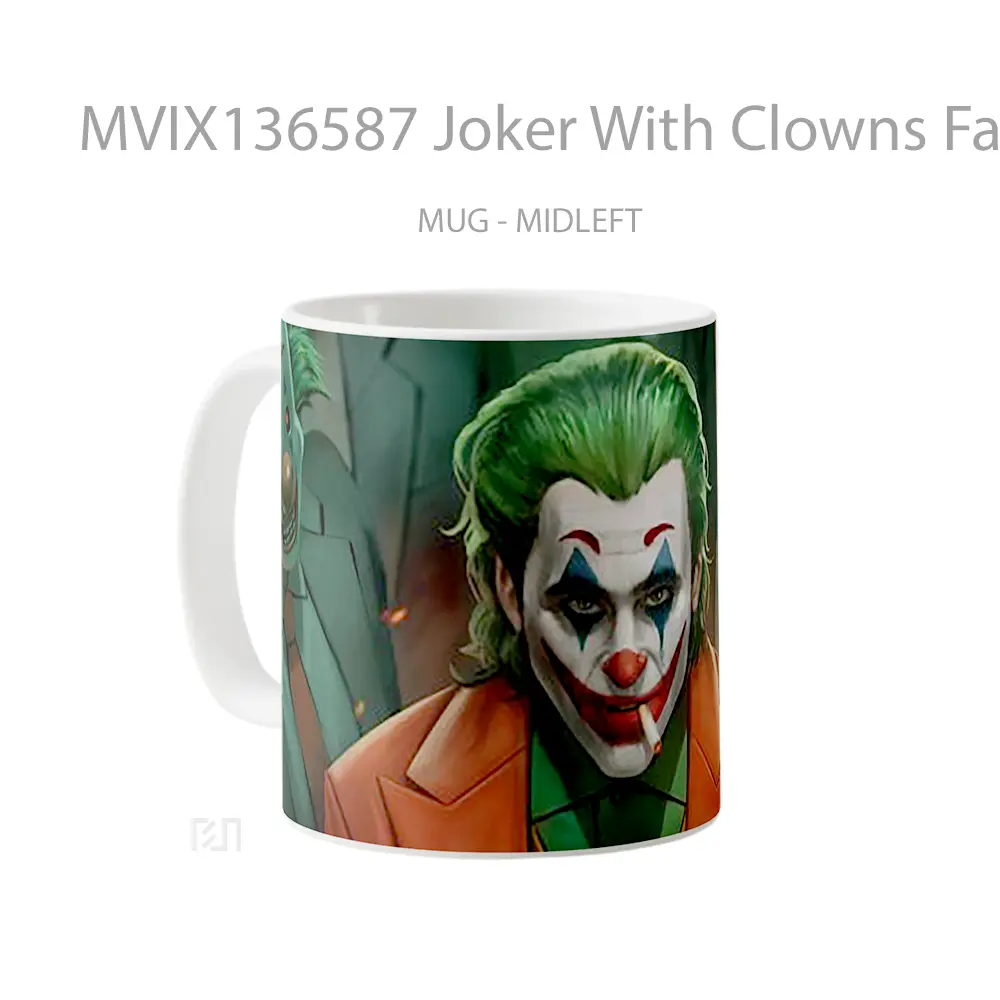 Mug Joker With Clowns Fanart Gelas Superhero - All-side / Desain
