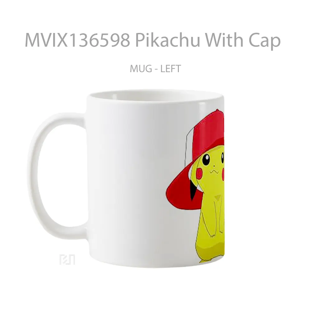 Mug Pikachu With Cap Gelas Keramik Unik - All-side / Desain
