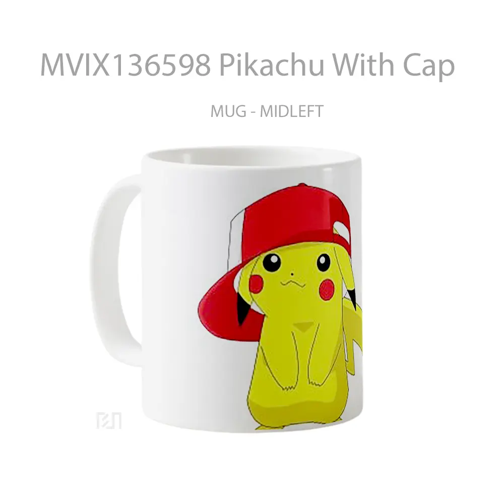 Mug Pikachu With Cap Gelas Keramik Unik - All-side / Desain