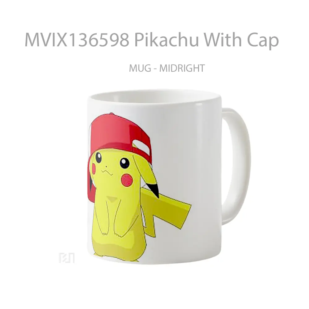 Mug Pikachu With Cap Gelas Keramik Unik - All-side / Desain