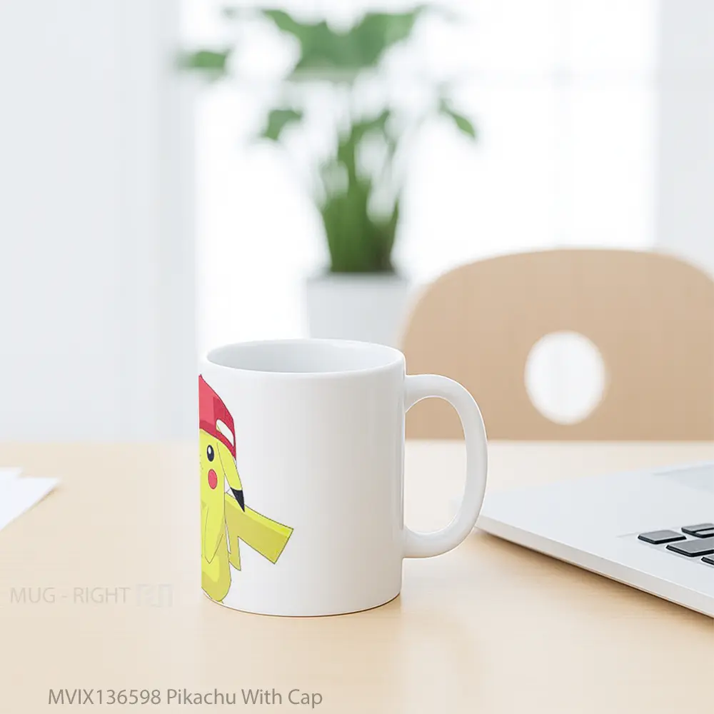 Mug Pikachu With Cap Gelas Keramik Unik - All-side / Desain