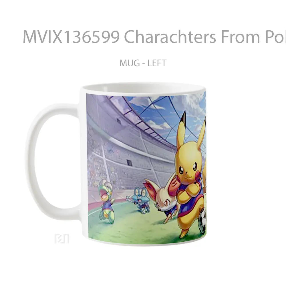 Mug Charachters From Pokemon Playing Soccer Cangkir Anime - All-side / Desain