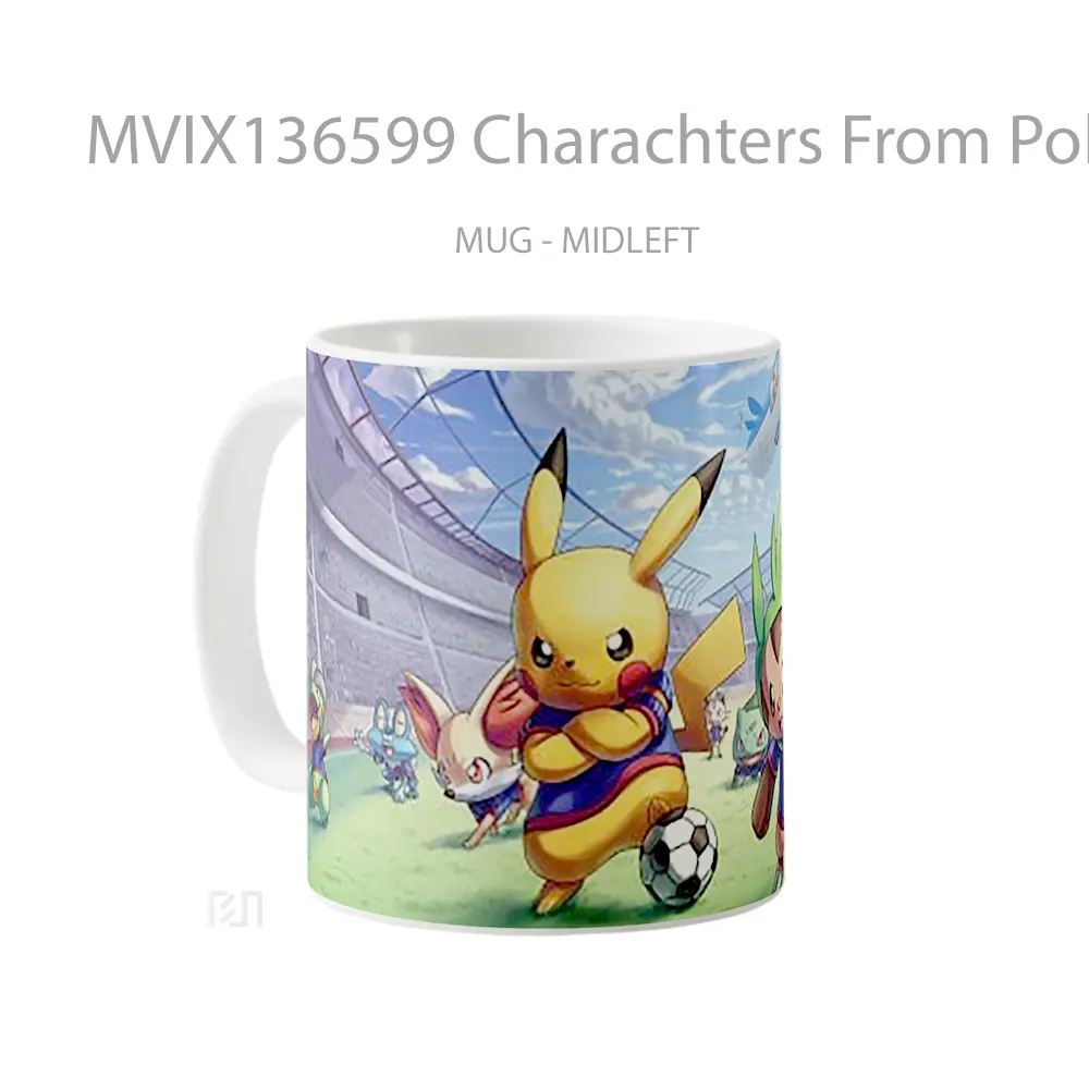Mug Charachters From Pokemon Playing Soccer Cangkir Anime - All-side / Desain